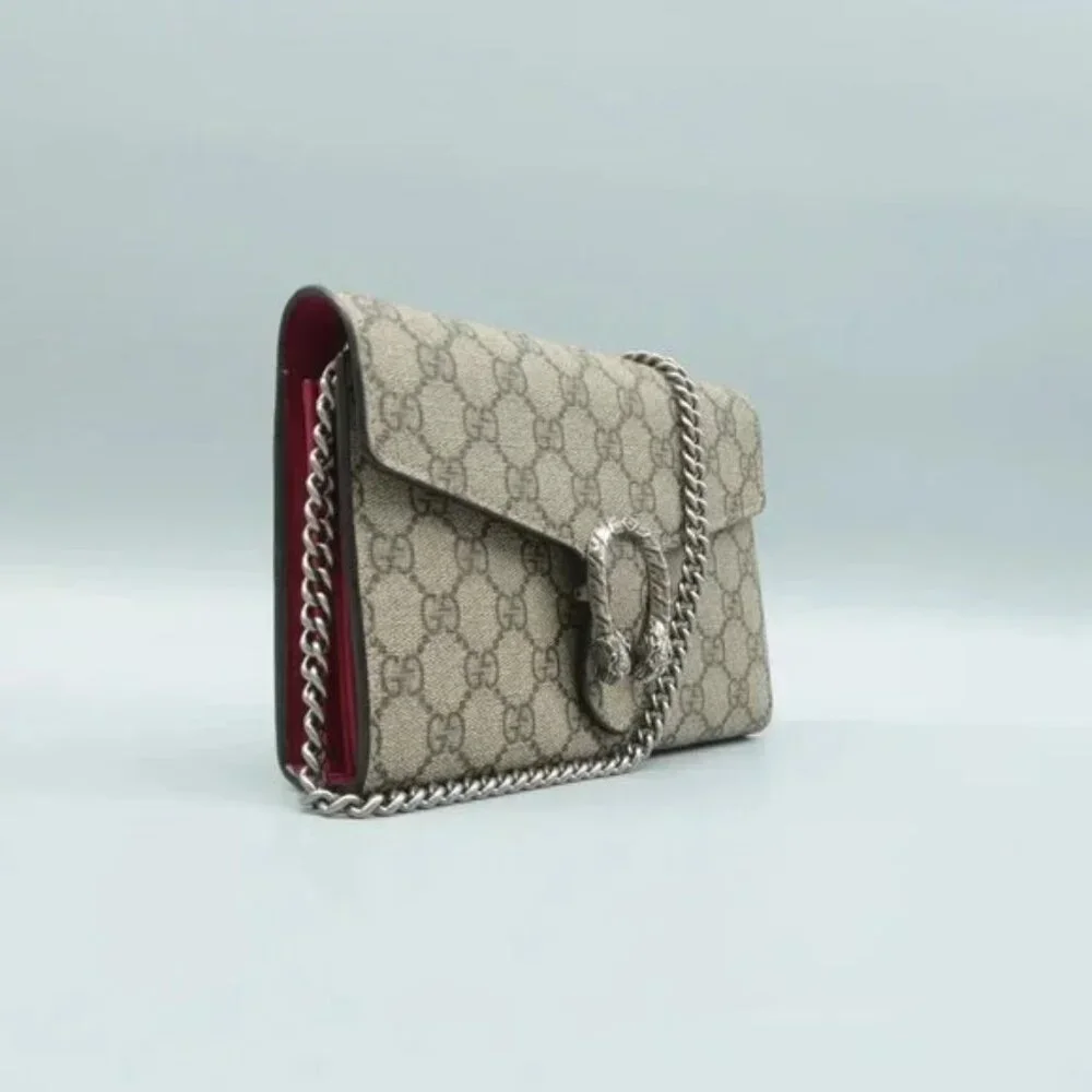 100% Authentic GUCCI Dionysus Brown Canvas Shoulder Bag - Picture 3 of 12